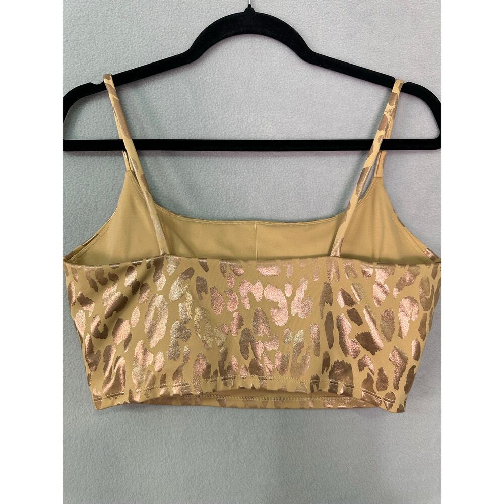 Carbon38 Metallic Leopard Longline Sports Bra Gold Foil Animal Print Size L - Picture 3 of 9